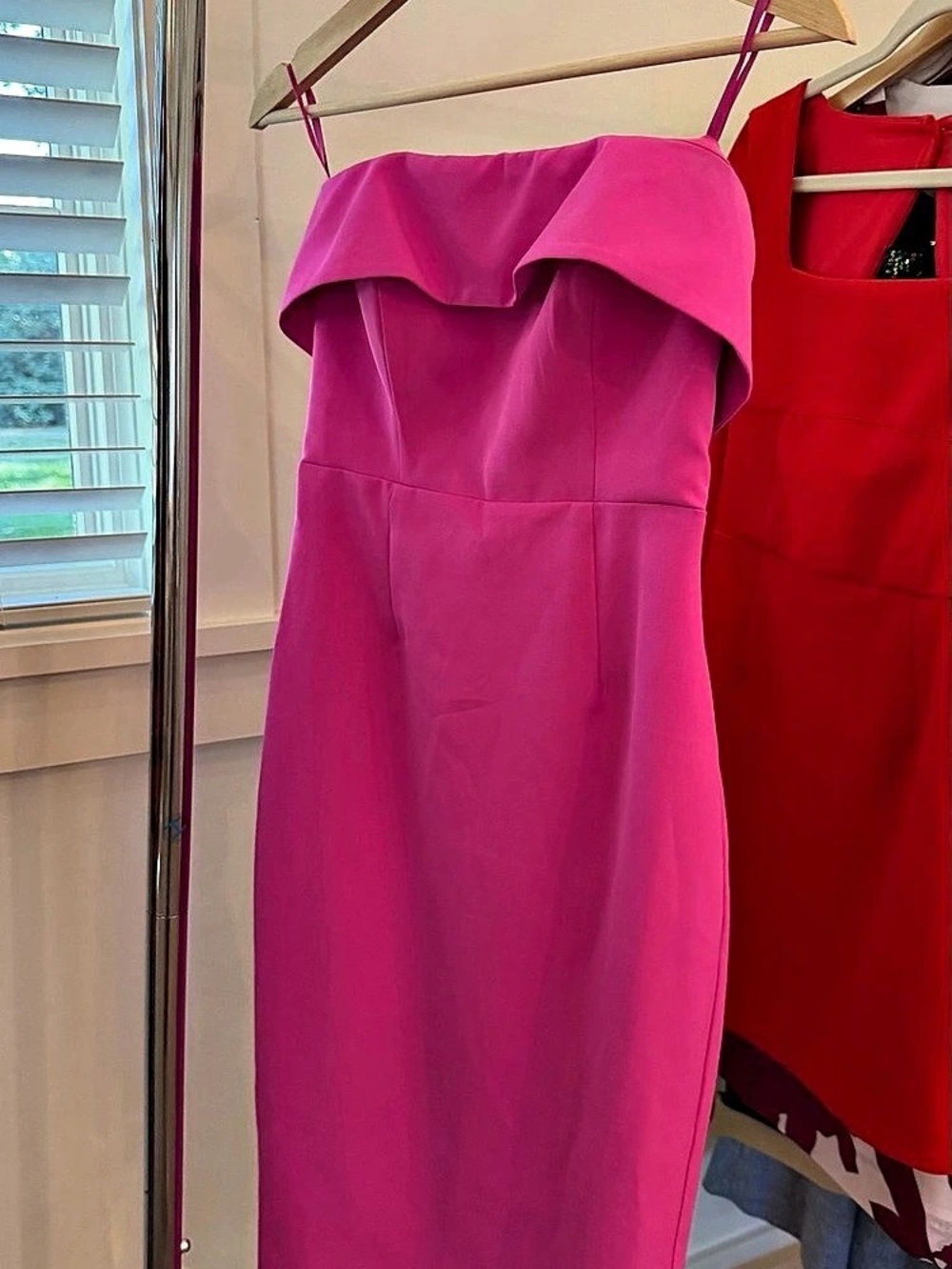 Bardot Georgia Dress Off-Shoulder Midi Pink Size 4/6
